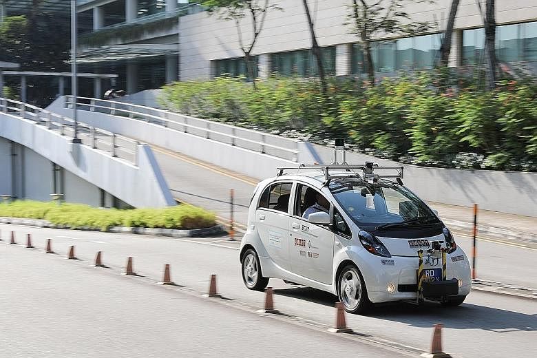 A self-driving electric vehicle by the Singapore-MIT Alliance for Research and Technology being tested on the road at the National University of Singapore. Having access to more public roads would give researchers more scenarios and environments to w