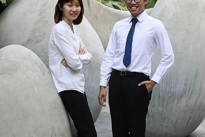 Mr Benjamin Chong received the BCA-Woha iBuildSG Undergraduate Scholarship yesterday, while Ms Ong Yan Xiang was one of four people given the iBuildSG Young Leaders' Advocate award.