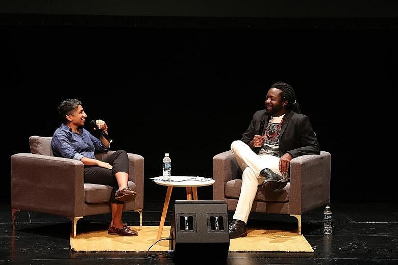 Man Booker Prize-winning Jamaican author Marlon James (right) was also in a dialogue with moderator Mrigaa Sethi (left), where he discussed how he researches his novels and the thorny issue of cultural appropriation.