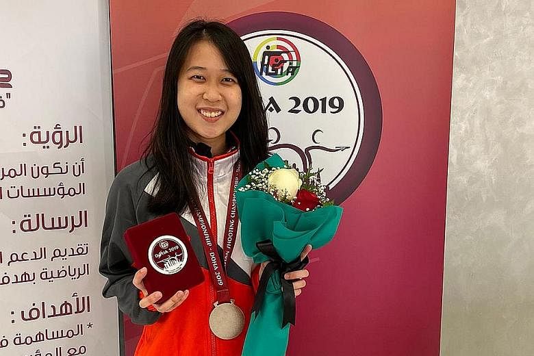 Tessa Neo finished second in the women's 10m air rifle yesterday at the Asian Shooting Championship.