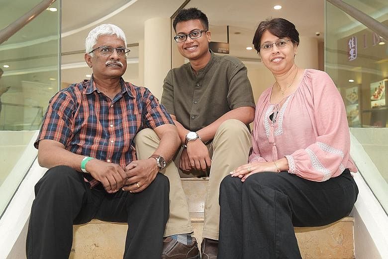 Mr Rajev Valayutham and his wife Lourdes Thomas Audrey, with their biological son Rajev Jarryll Deneshan. The family has cared for a total of 10 foster children in 15 years.