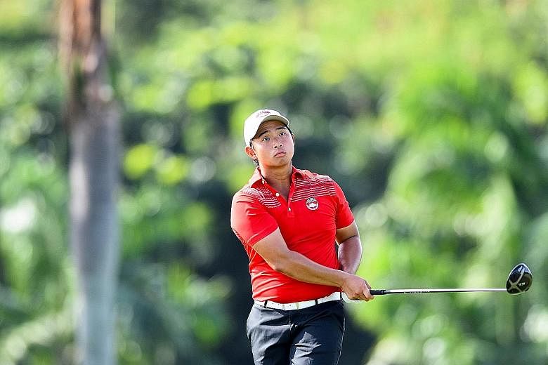 Nicklaus Chiam at the 72nd Singapore Open Amateur Championship in July when he ended third. He will team up with Low Wee Jin, Hiroshi Tai and James Leow in the Philippines next month as Singapore bid to retain their SEA Games team title. PHOTO: SINGA