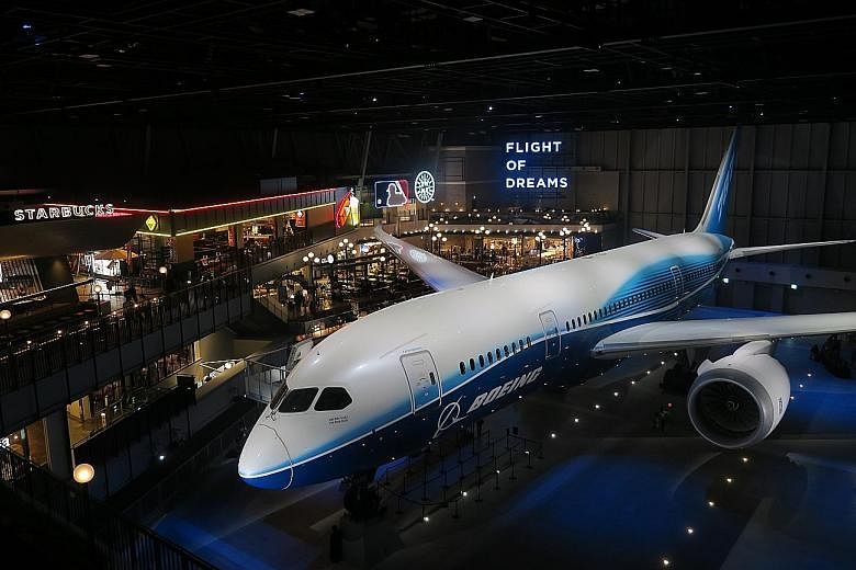 The Flight of Dreams exhibition hall next to Nagoya's Chubu Centrair Airport pays homage to aviation giant Boeing's roots in Seattle - replete with a Starbucks outlet and other American-style diners - and is home to the first Boeing 787 aircraft that