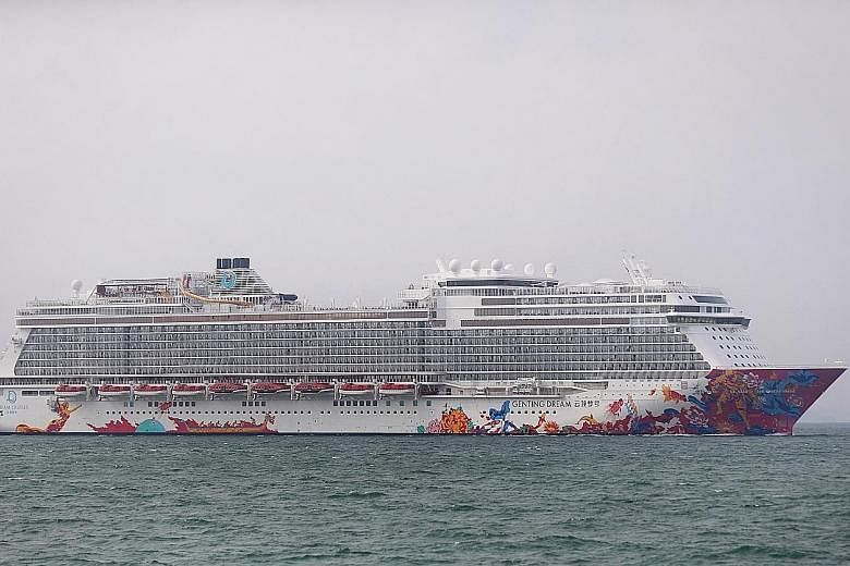 A photo of the Genting Dream cruise ship taken earlier this year. Despite a medical team on the ship providing assistance, including cardiopulmonary resuscitation, the boy could not be revived, said a spokesman for Dream Cruises. ST PHOTO: GAVIN FOO