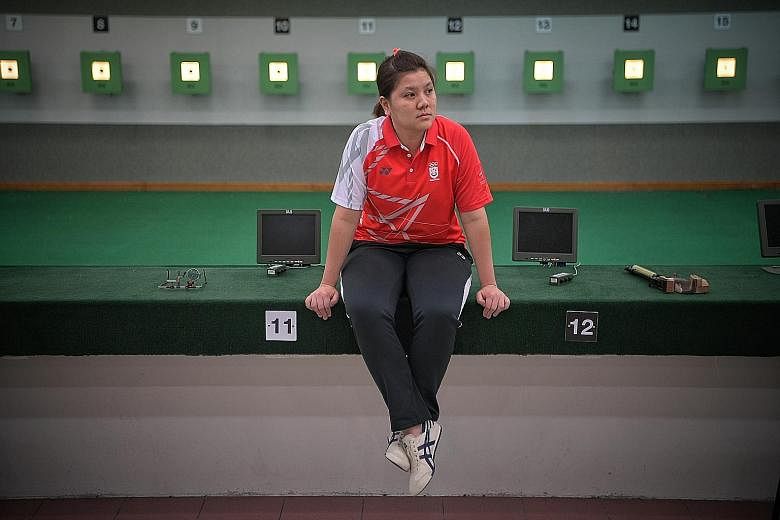 National shooter Teo Shun Xie will go to the Philippines with her cross hairs focused on a pistol gold medal she last won in 2015. ST PHOTO: MARK CHEONG