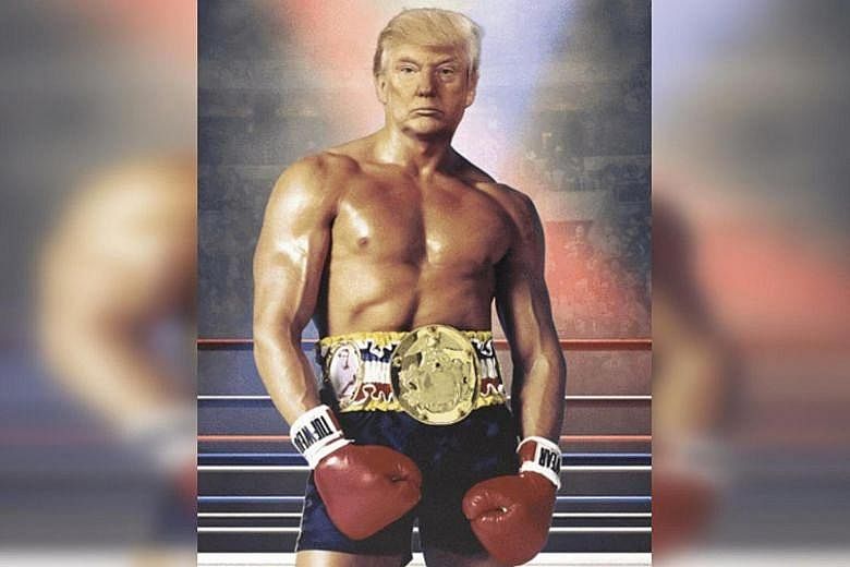 US President Donald Trump posted an image of his head superimposed on the muscular body of Rocky Balboa, a fictional boxer from the movie series Rocky, on Wednesday.