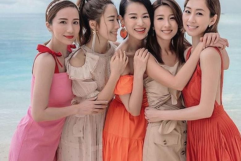 (From left) Paisley Hu, Selena Lee, Myolie Wu, Elaine Yiu and Nancy Wu. DOING NONSENSE TOGETHER: Who says current and former TVB artists cannot be close friends even if they had vied to be top dog at the Hong Kong station? That firm declaration of so