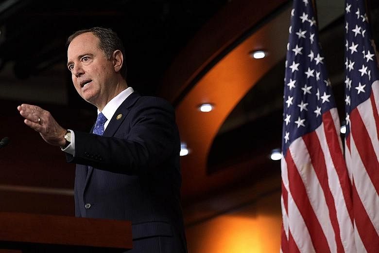 United States House Intelligence Committee chairman Adam Schiff speaking at a news conference on the Trump impeachment inquiry on Tuesday in Washington. The Democratic Party-controlled House Intelligence Committee has released a report laying out its