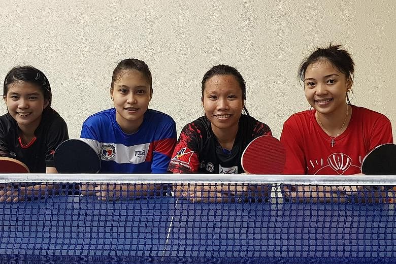 Philippine women's table tennis players (from far left) Kheith Cruz, Jannah Romero, Rose Fadol and Emy Rose Dael are aiming for their first medal in the sport at the Games. And if Romero, the highest-ranked among them, succeeds, she will dedicate it to th