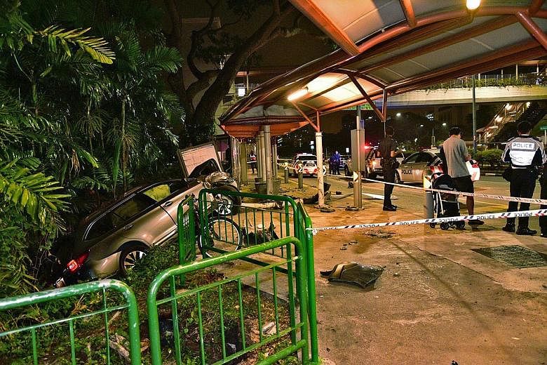 In the accident on Sept 7, the man was driving along Kampong Bahru Road with his wife and son when he fell asleep at the wheel. The car veered to the left, mounted a kerb and struck a man standing at the bus stop before coming to a stop.