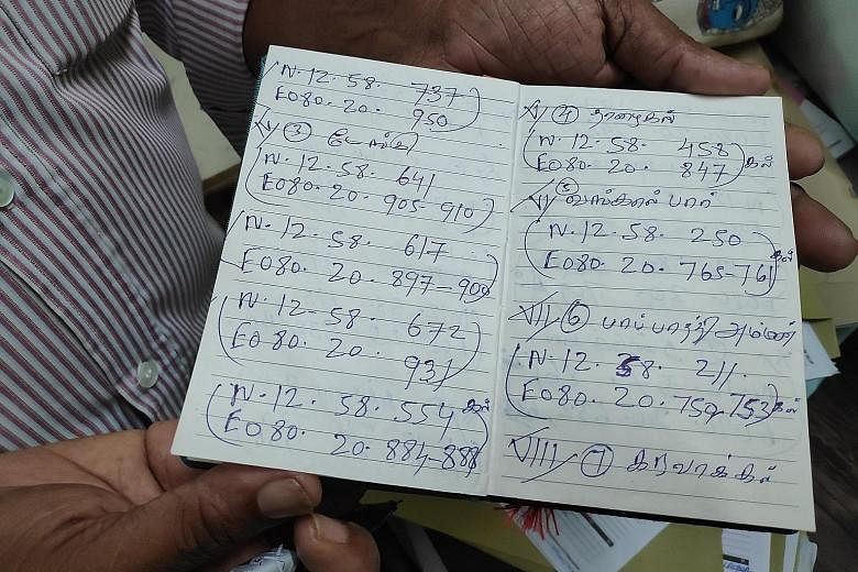 Urur Kuppam fisherman Payalam, 52, showing his notebook with GPS coordinates of rocks and shorelines where migratory fish are found this season. He says bureaucrats who have never gone fishing must respect community knowledge. Ms Pooja Kumar and Mr K