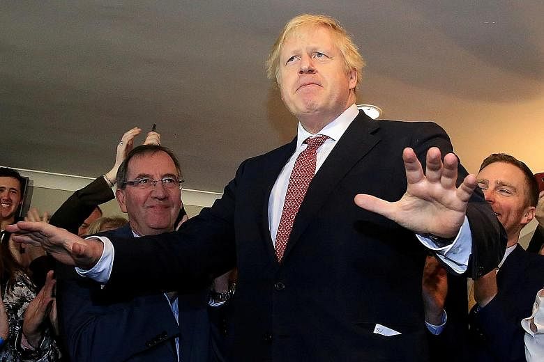 British Prime Minister Boris Johnson meeting supporters in Sedgefield in north-east England last Saturday, following his party's election win. PHOTO: REUTERS