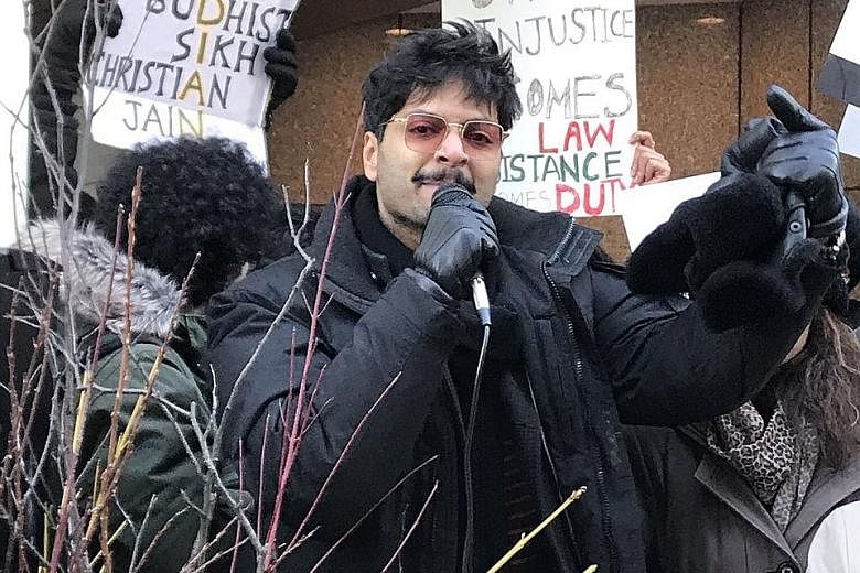 Popular actor Ali Fazal at a protest on Friday outside the Indian consulate in Toronto, Canada. 
