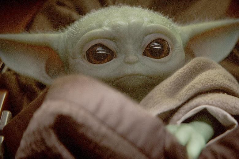 Baby Yoda is a moniker given to a character from the television show The Mandalorian. Vaguely called "The Child" in the series, it resembles Yoda from the Star Wars films.