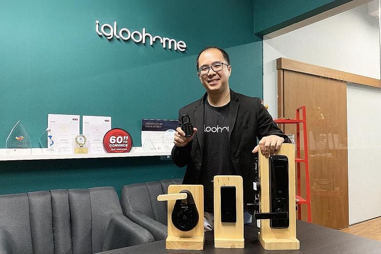 Mr Anthony Chow, co-founder and chief executive of smart lock company igloohome, says having the flexibility to move between office spaces at LaunchPad has been a great benefit. Smart wearables firm KaHa has a 1,700 sq ft space in LaunchPad. Its head