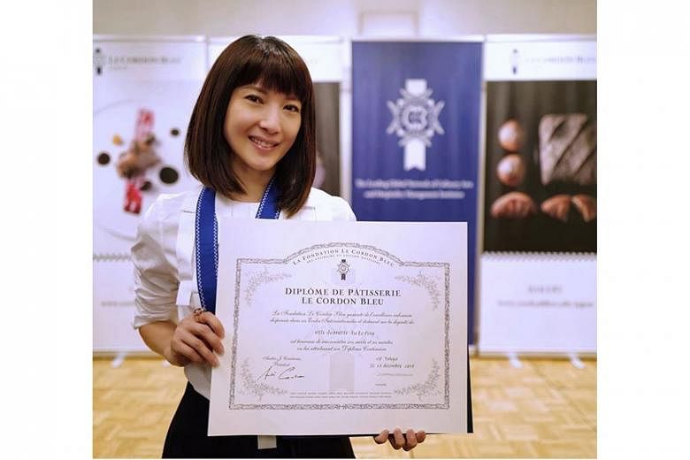 Jeanette Aw with her certificate of Diplome de Patisserie. She completed the Superior Patisserie course at Le Cordon Bleu Tokyo in Japan.