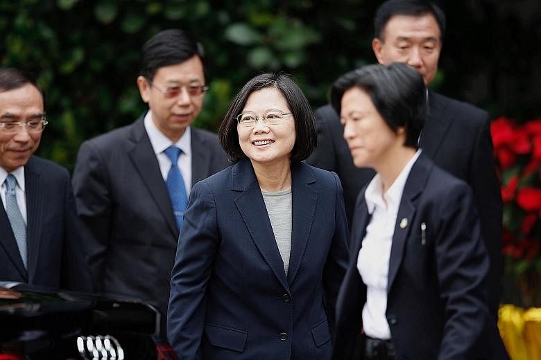 Taiwan's President Tsai Ing-wen has been vocal about supporting the Hong Kong protesters and has kept her social media accounts updated with graphs and posts cautioning Taiwanese to vote wisely, or the island will "end up like Hong Kong". PHOTO: EPA-