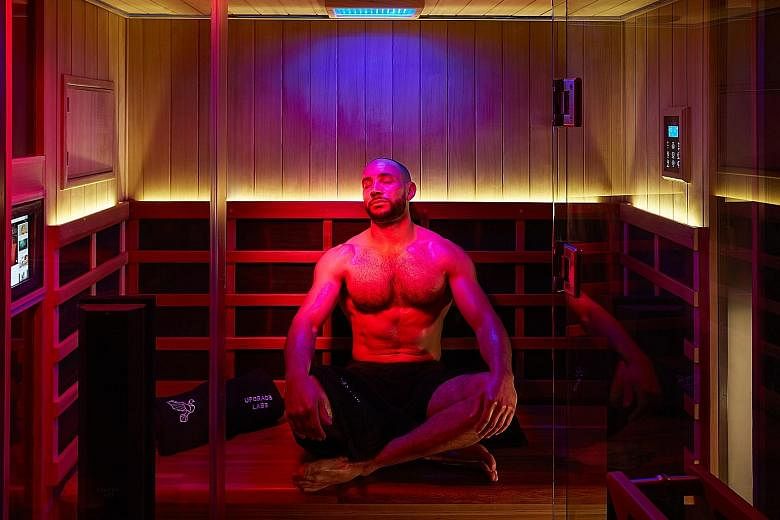 This infrared sauna at Upgrade Labs, a cutting-edge 'biohacking' facility at the Beverly Hilton, is said to enhance the immune and detoxification systems.