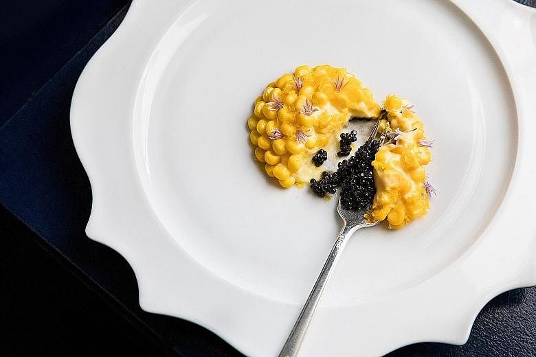 Corn and caviar from Maude, the one-Michelinstar restaurant by chef Curtis Stone.