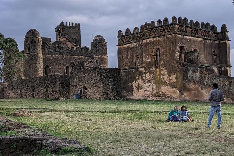 The castles at the Fasil Ghebbi royal enclosure in Gondar are popular with the locals, who go there to stroll and take pictures.