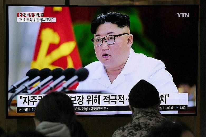 North Korean leader Kim Jong Un seen in a television news programme broadcast in Seoul yesterday. The unusually long plenary meeting of the Workers' Party - the highest form of policy discussion - was due to enter its third day yesterday, signalling 