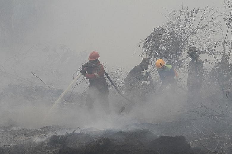 Firefighters in Riau, Indonesia, extinguishing a forest fire in September last year, when a prolonged dry season saw the PM10 Pollutant Standards Index in Riau's capital of Pekanbaru surging over 700, a record high.