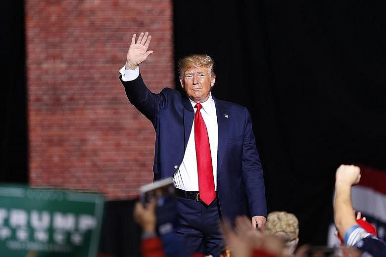 President Donald Trump at a campaign rally in Battle Creek, Michigan, last month. He has argued that his impeachment troubles have led to a flood of donations, retweeting a report that described his campaign raising a whopping US$10 million in the tw