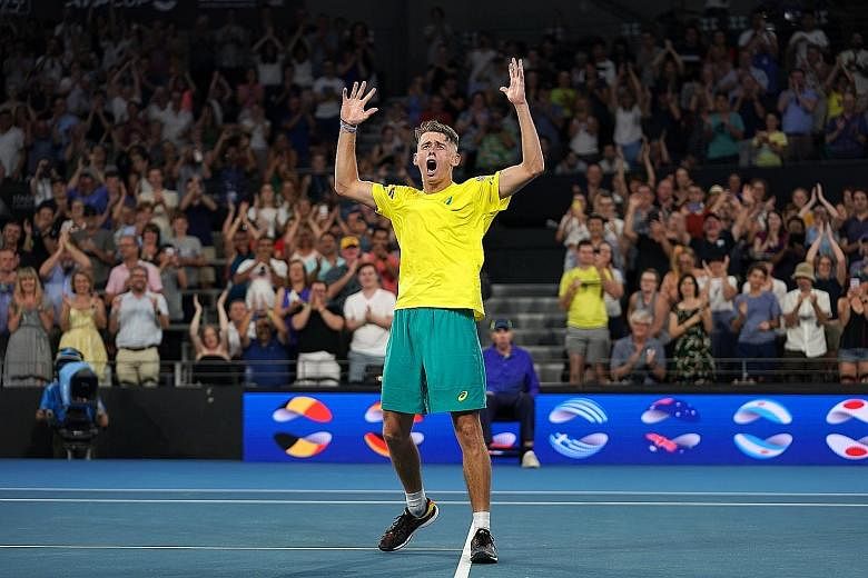 Australia's Alex de Minaur after beating Germany's Alexander Zverev to give his country an unassailable 2-0 lead.