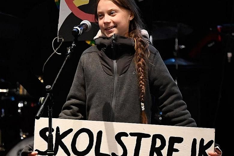 Activist Greta Thunberg calling for urgent action on the climate crisis last month. Globally, climate protest movements came of age last year, driven by youth worried about the future. PHOTO: AGENCE FRANCE-PRESSE