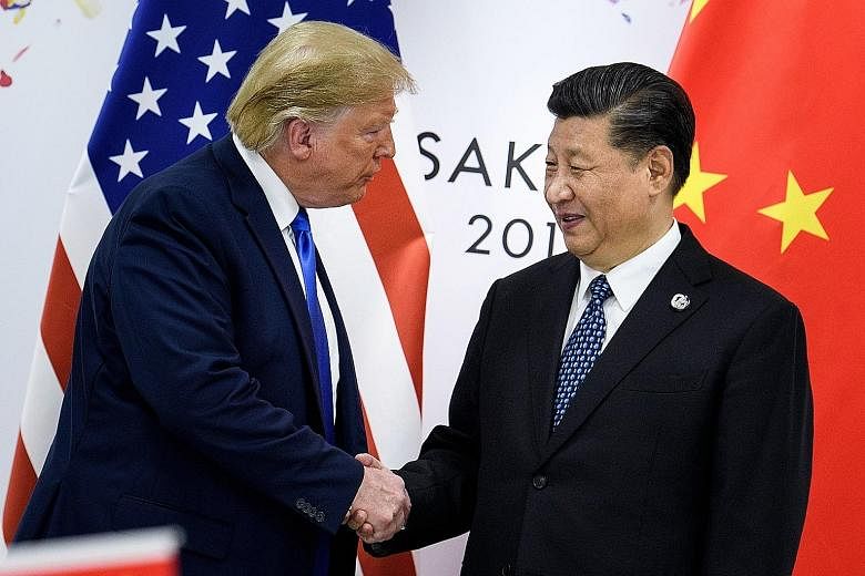 China's President Xi Jinping and US President Donald Trump (above) before a bilateral meeting, on the sidelines of the G-20 Summit in Osaka last June, and Britain's Prime Minister Boris Johnson trying to hammer home his "Get Brexit Done" message in the Un