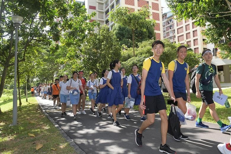 Eunoia Junior College students performing a dance yesterday at Bishan Active Park, as part of an event to mark the JC's move from its former Mount Sinai Road campus to Sin Ming Avenue in Bishan. The new campus cost $100 million to build and links the