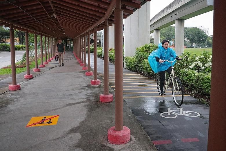 Work is also ongoing to improve markings on footpaths and distinguish them from cycling paths, with logos indicating "No PMD" to be painted at selected intersections of footpaths and cycling paths. ST FILE PHOTO