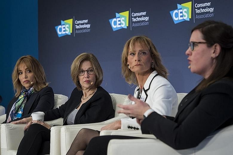 Ms Rebecca Slaughter (far right) from the US Federal Trade Commission speaking as (from left) Ms Erin Egan, Facebook's chief privacy officer for policy, Ms Jane Horvath, Apple's senior director of global privacy, and Ms Susan Shook, global privacy of