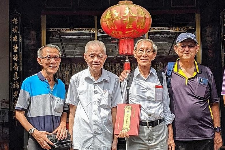 (From left) Brothers Tan Sin Min, Tan Thiam Peng, Tan Thiam Soon and Tan Sin Kian. Their mother, Madam Lin Cheow Tee, was devastated after her mother-in-law gave her baby, named Tan Xin Zheng and born in 1950, away for adoption without her consent. T