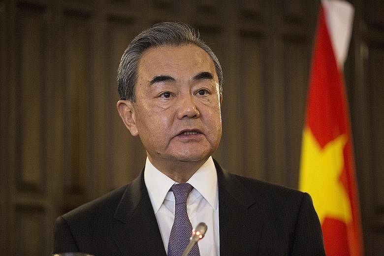 Chinese Foreign Minister Wang Yi at a press conference in Harare, Zimbabwe, on Sunday. Mr Wang, who is on a five-nation tour in Africa, had harsh words for Taiwan which re-elected Ms Tsai Ing-wen on Saturday. PHOTO: EPA-EFE