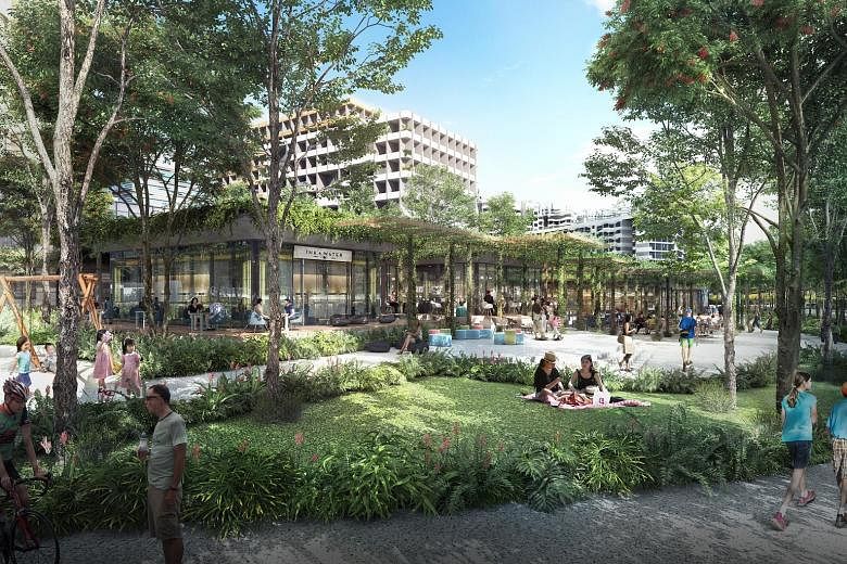 Artist's impressions (above and below) of the Punggol Digital District, where about 28,000 digital economy jobs are expected to be created.