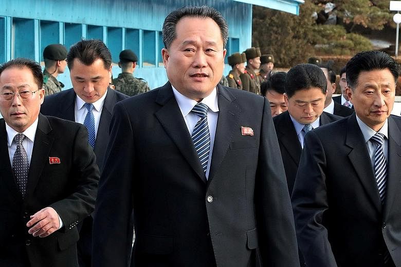 Mr Ri Son Gwon leading a delegation to attend a meeting at the truce village of Panmunjom in the demilitarised zone separating the two Koreas on Jan 9, 2018. Mr Ri was former chairman of the Committee for the Peaceful Reunification of the Fatherland.