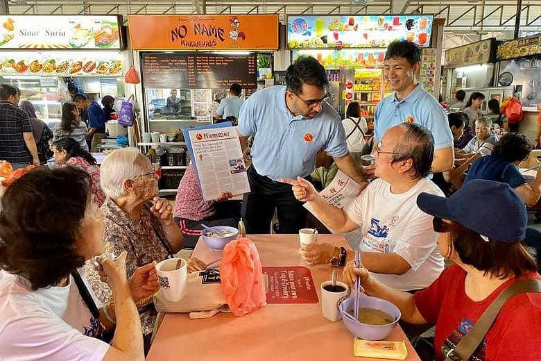 Workers' Party chief Pritam Singh during one of the party's walkabouts last month. In his speech at the WP annual members forum, Mr Singh said the opposition's role is to make sure the ruling party "does not have a blank cheque to do whatever it want
