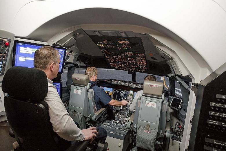 A Boeing 737 Max training simulator at TRU Flight Training Iceland in Reykjavik, Iceland. Thousands of pilots from more than 54 airlines are set to squeeze into about three dozen 737 Max simulators around the world before they can fly the plane. PHOT