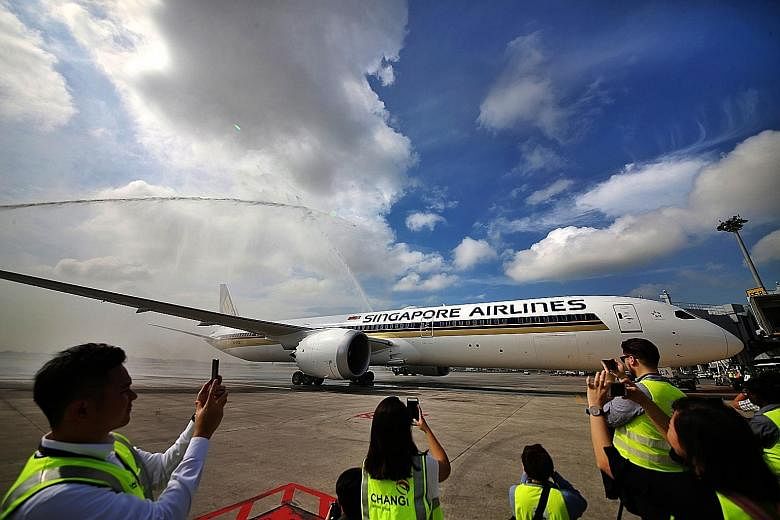 A 787 Dreamliner operated by Singapore Airlines. Vistara, SIA's Indian joint venture, is considering ordering more 787 Dreamliner jets - whose sticker prices start at about US$250 million (S$337 million) each - from Boeing to add flights to destinati