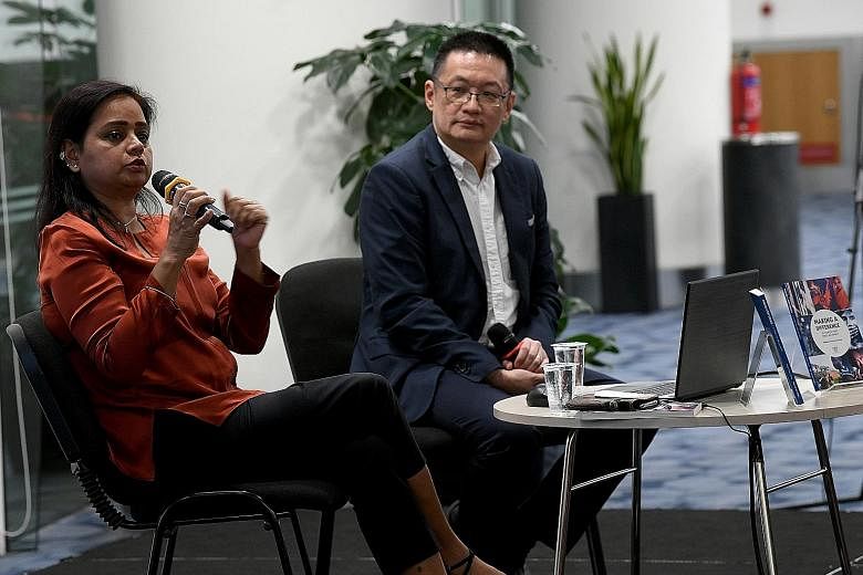 The Straits Times' Asia News Network editor Shefali Rekhi and ST's associate foreign editor Tan Ooi Boon at a session of The Straits Times Book Club on Wednesday.