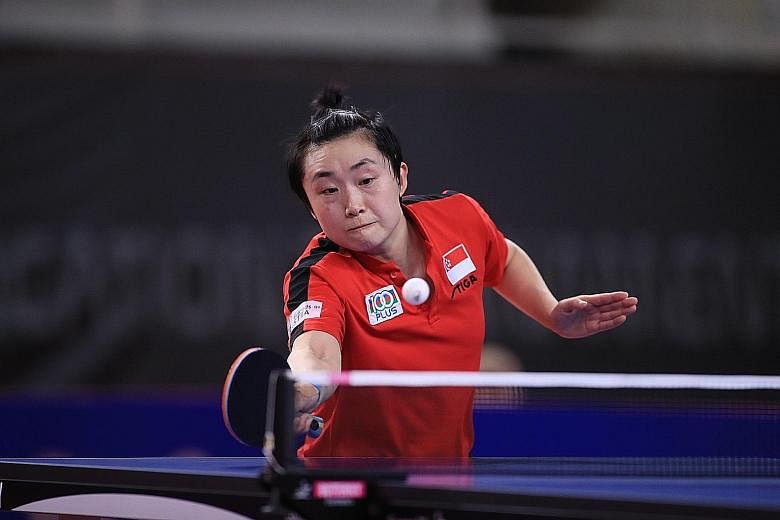 Feng Tianwei in Singapore's 3-1 win over Luxembourg in the last 32 at the Gondomar qualifiers. The team won Olympic silver in 2008 and bronze in 2012. PHOTO: INTERNATIONAL TABLE TENNIS FEDERATION
