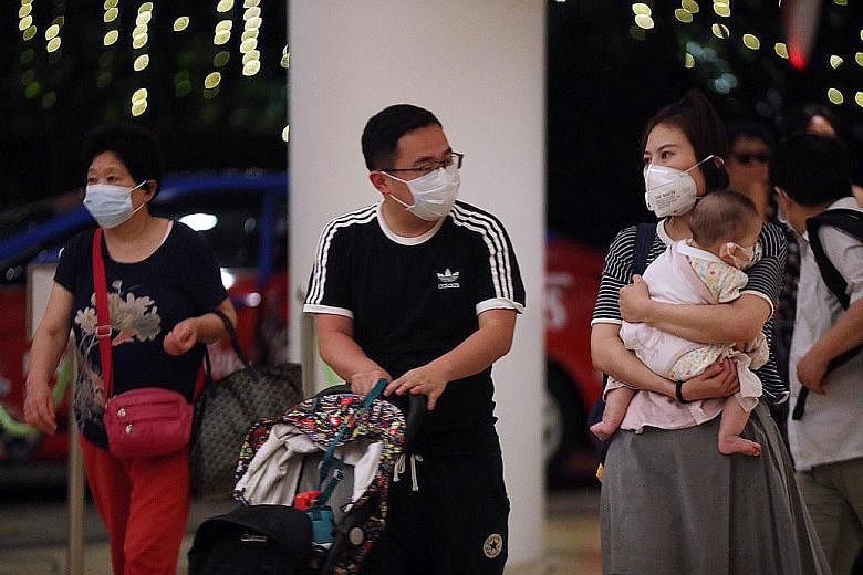 Guests at Shangri-La's Rasa Sentosa Resort & Spa yesterday. A man from China who is the first to test positive for the Wuhan virus in Singapore had stayed at the resort, said the Health Ministry. ST PHOTO: TIMOTHY DAVID