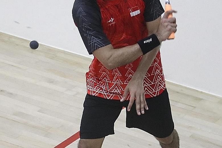 Singapore's highest-ranked men's player Samuel Kang in action at the Philippines SEA Games last month. He won a men's team bronze and a mixed team silver. 