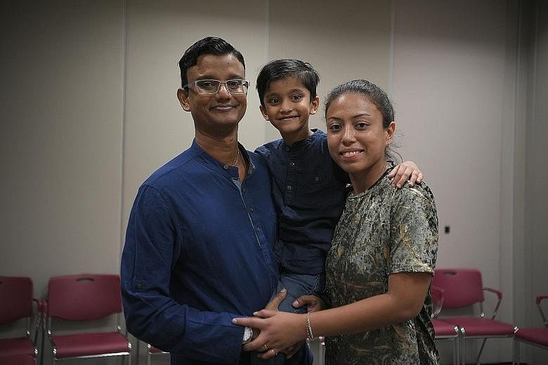 Ms Eva Chander with her husband Prem Chander and their six-year-old son Constantine, who is homeschooled.