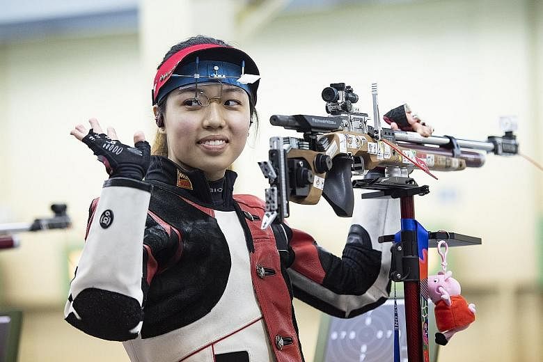 Adele Tan at last month's SEA Games in the Philippines, where she won bronze medals in the women's 10m air rifle and mixed 10m air rifle.