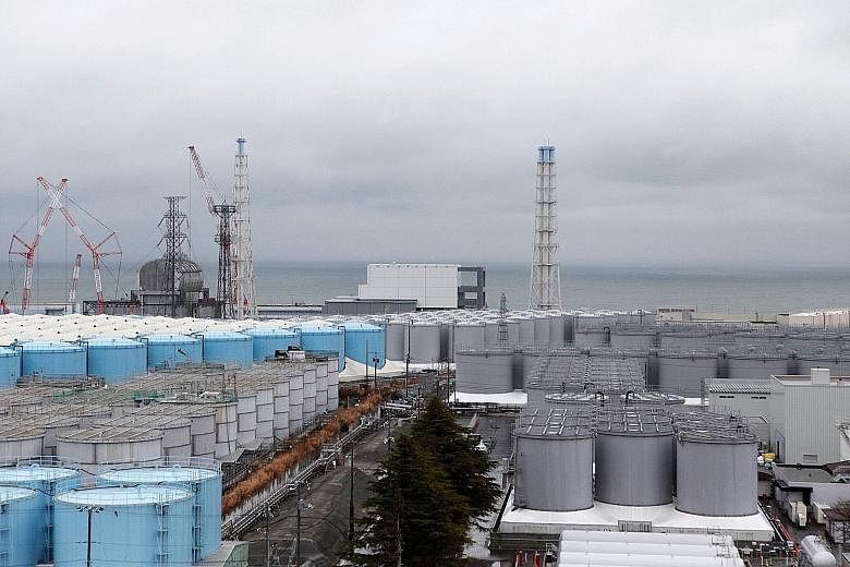 Storage tanks containing radioactive water at Tokyo Electric's tsunami-crippled Fukushima Daiichi nuclear power plant in Japan. The utility says the site will run out of room to store the contaminated water by 2022.