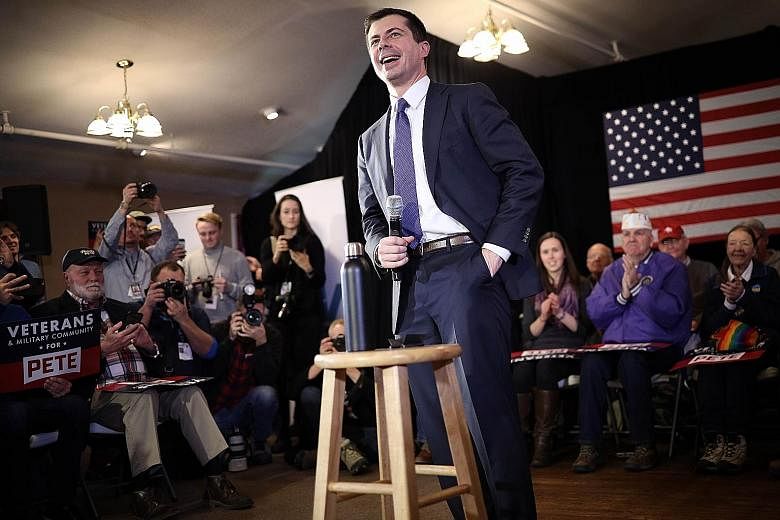 Democratic presidential hopeful Pete Buttigieg speaking in Merrimack, New Hampshire, on Thursday. With the chaotic Iowa caucuses behind them, the candidates have turned their attention to New Hampshire, which will hold its first-in-the-nation primary