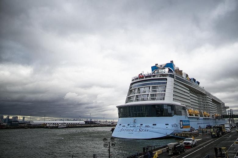 A coronavirus screening delayed the departure of the Anthem of the Seas docked at Cape Liberty port in Bayonne, New Jersey, on Friday. PHOTO: AGENCE FRANCE-PRESSE
