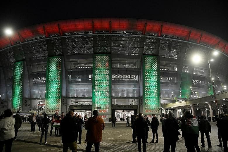 Budapest's Puskas Arena, home of the Hungarian national team, will be the only new stadium built for Euro 2020. Uefa says this has spared "a huge environmental cost in energy, concrete and other resources". PHOTO: REUTERS